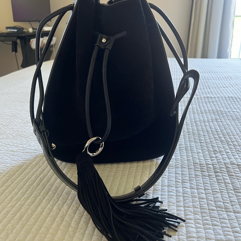Sophisticated Black Hobo Bag with Tassel Detail